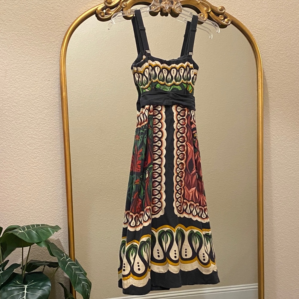 FARM Rio Coconut Tree Flow Scarf Linen Blend Midi Dress Size S - Picture 10 of 15